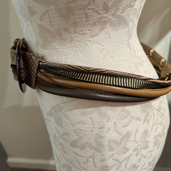 Vintage M Suzi Roher Beige and Tan Leather Belt main image 5
